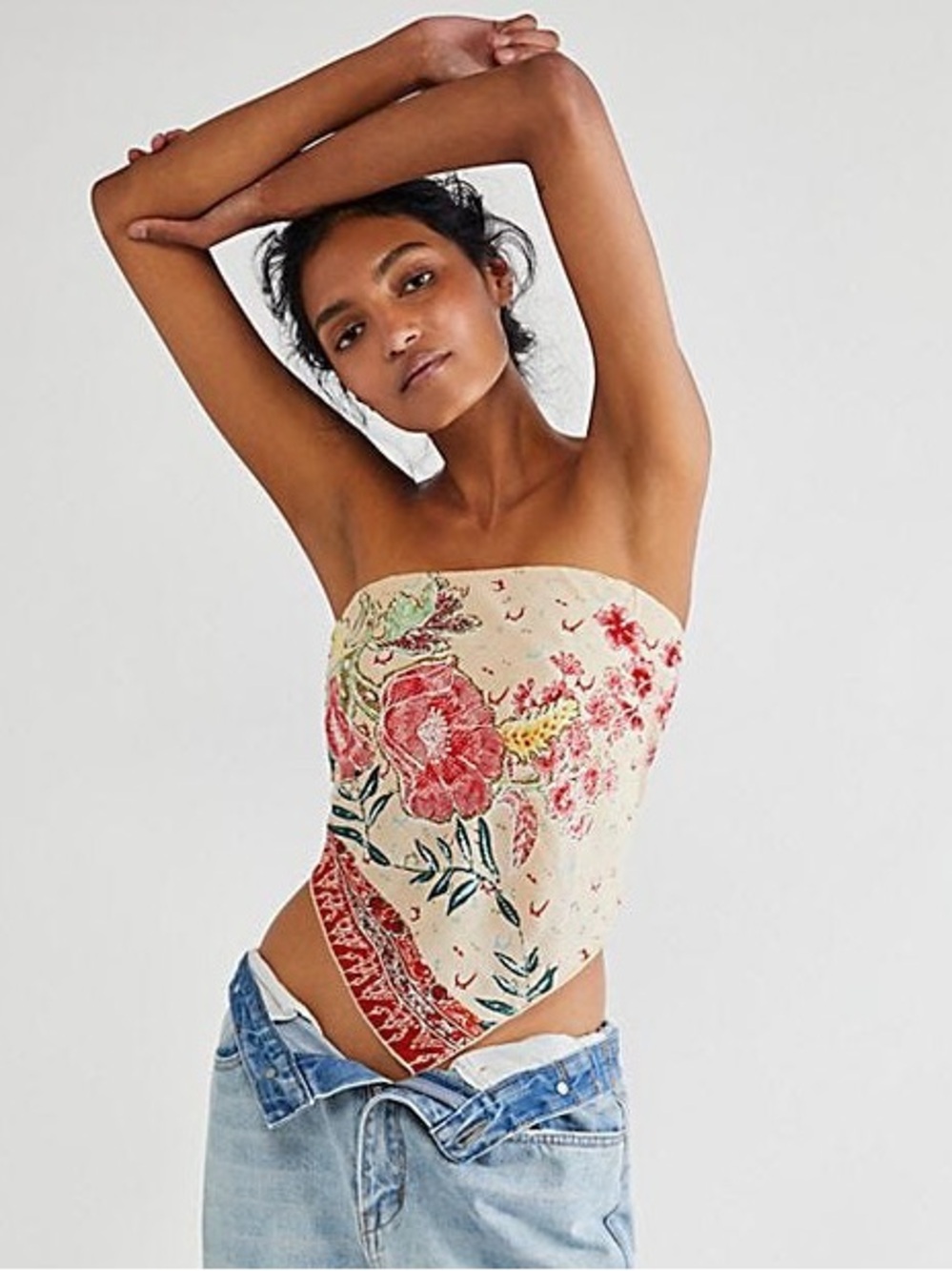 Free People Raya Bandana Top in Cream Floral
